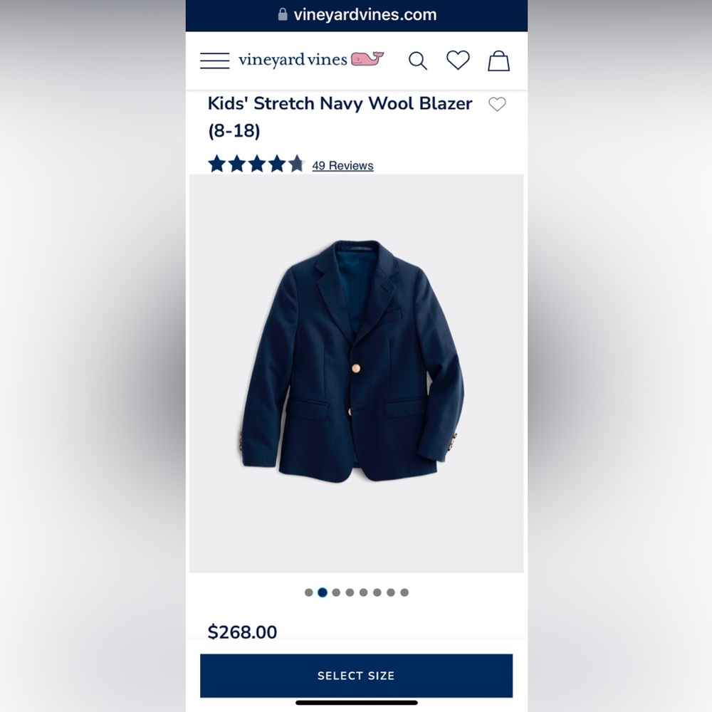 Vineyard Vines Kids' Navy Wool Blazer